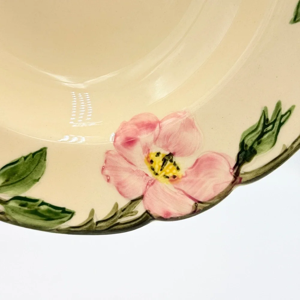 VTG Franciscan Desert Rose Rimmed Soup Bowl California USA Hand Decorated